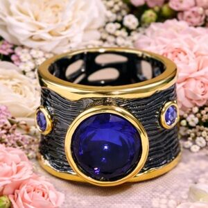 Gold and Blue Statement Ring